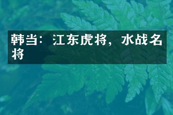 韩当：江东虎将，水战名将