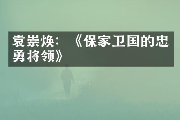 袁崇焕：《保家卫国的忠勇将领》