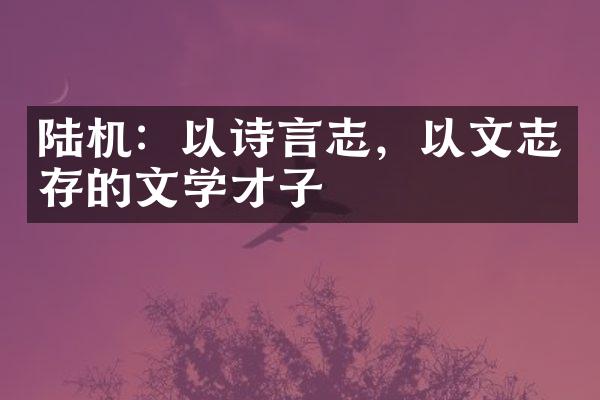陆机：以诗言志，以文志存的文学才子