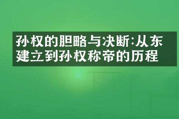 孙权的胆略与决断:从东吴建立到孙权称帝的历程