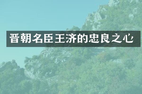 晋朝名臣王济的忠良之心