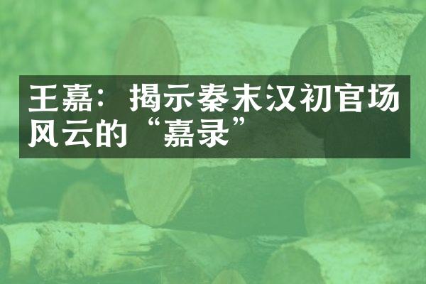 王嘉：揭示秦末汉初官场风云的“嘉录”