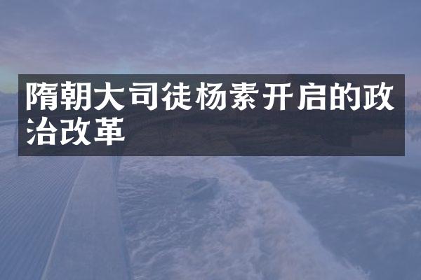 隋朝大司徒杨素开启的政治改革