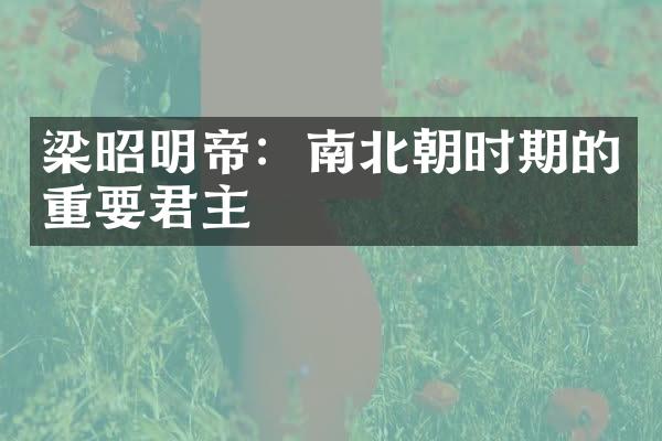 梁昭明帝：南北朝时期的重要君主
