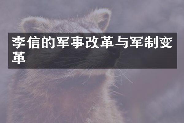 李信的军事改革与军制变革
