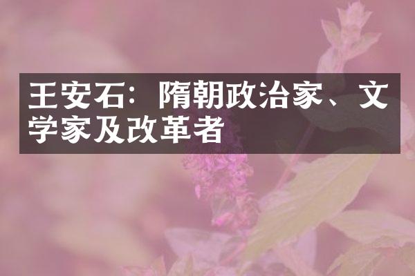 王安石：隋朝政治家、文学家及改革者