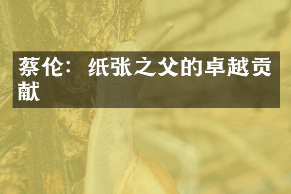 蔡伦：纸张之父的卓越贡献