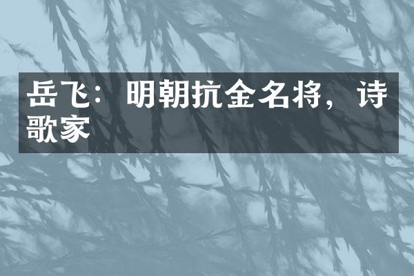 岳飞：明朝抗金名将，诗歌家