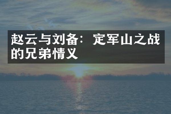 赵云与刘备：定军山之战的兄弟情义