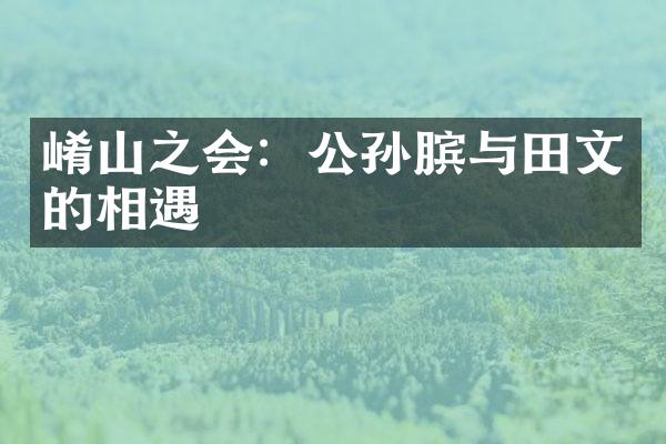 崤山之会：公孙膑与田文的相遇