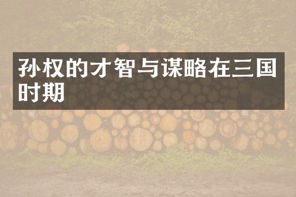 孙权的才智与谋略在三国时期