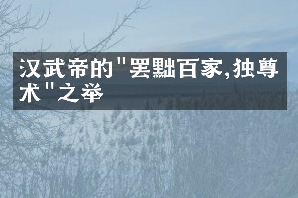 汉武帝的"罢黜百家,独尊儒术"之举