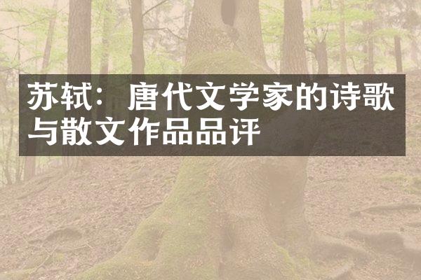 苏轼：唐代文学家的诗歌与散文作品品评