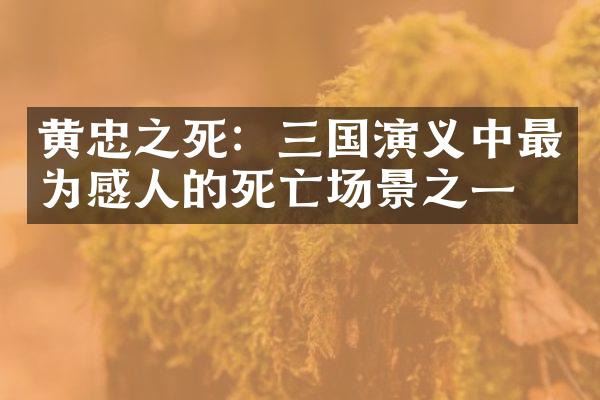 黄忠之死：三国演义中最为感人的死亡场景之一