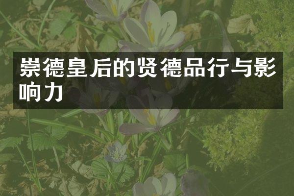 崇德皇后的贤德品行与影响力