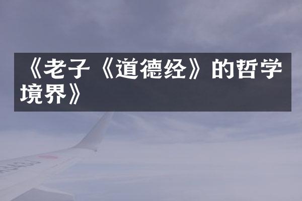 《老子《道德经》的哲学境界》