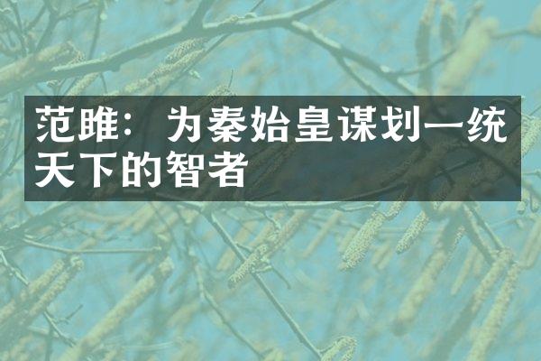 范雎：为秦始皇谋划一统天下的智者