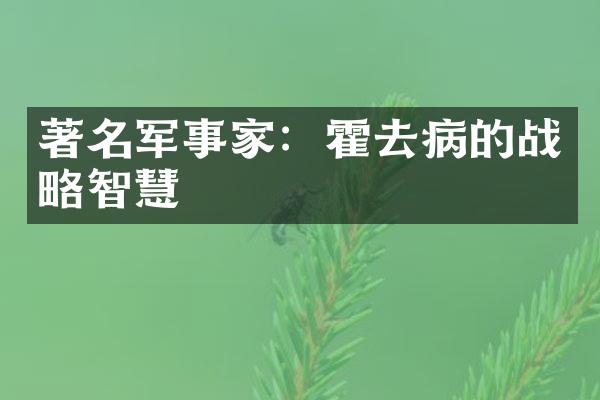 著名军事家：霍去病的战略智慧