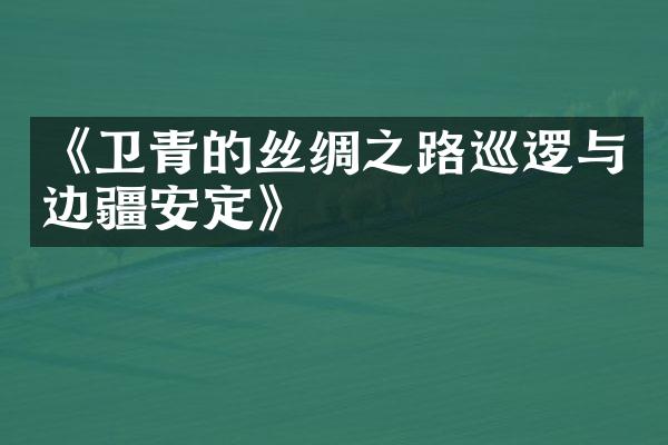 《卫青的丝绸之路巡逻与边疆安定》