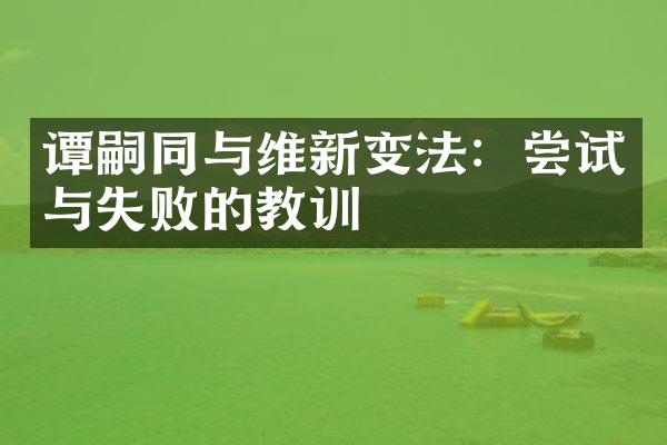 谭嗣同与维新变法：尝试与失败的教训