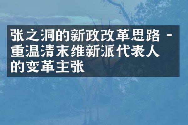 张之洞的新政改革思路 - 重温清末维新派代表人物的变革主张