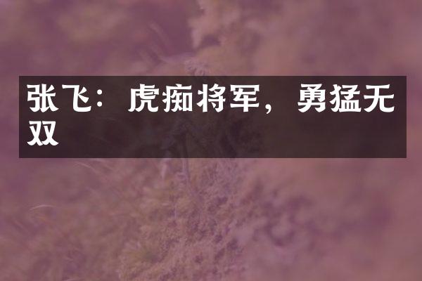 张飞：虎痴将军，勇猛无双