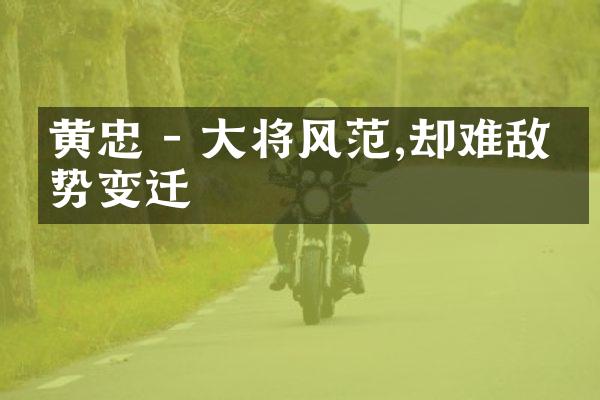 黄忠 - 大将风范,却难敌时势变迁