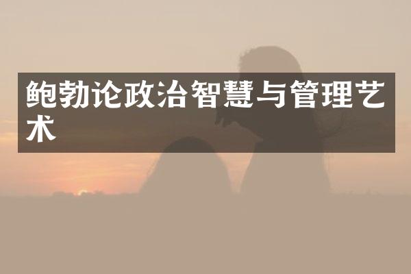 鲍勃论政治智慧与管理艺术
