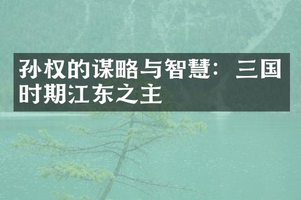 孙权的谋略与智慧：三国时期江东之主