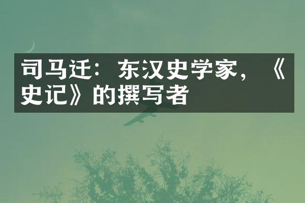 司马迁：东汉史学家，《史记》的撰写者