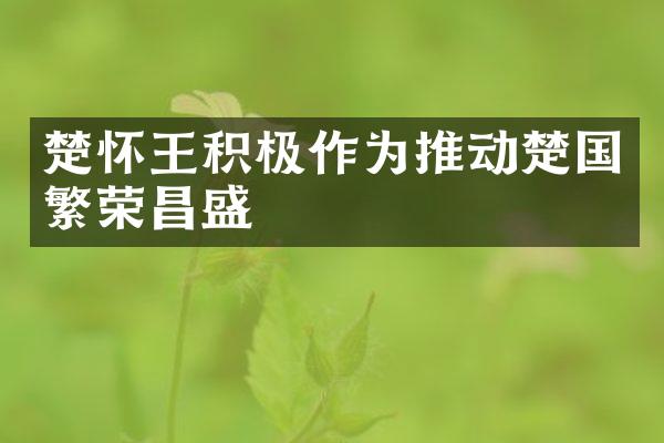 楚怀王积极作为推动楚国繁荣昌盛