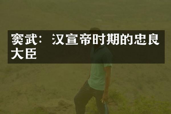 窦武：汉宣帝时期的忠良大臣