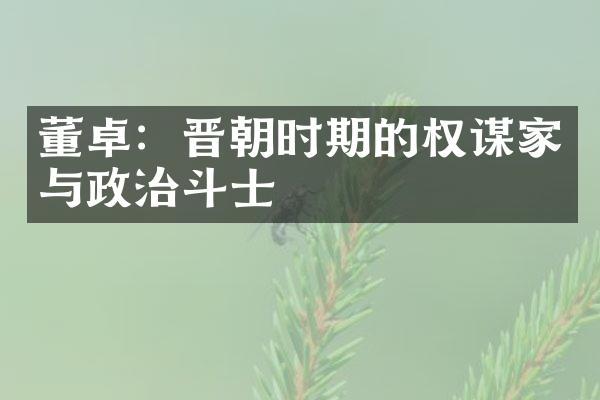董卓：晋朝时期的权谋家与政治斗士