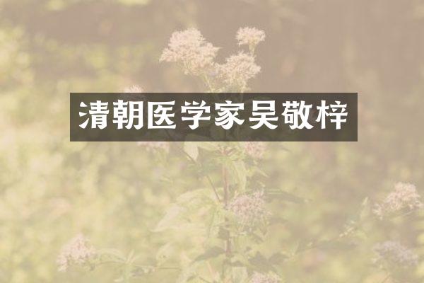 清朝医学家吴敬梓