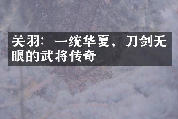 关羽：一统华夏，刀剑无眼的武将传奇