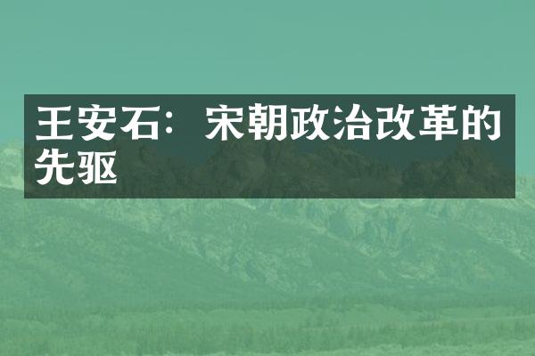 王安石：宋朝政治改革的先驱