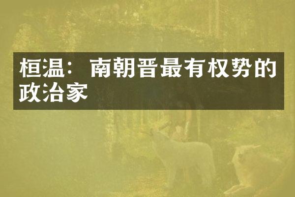 桓温：南朝晋最有权势的政治家