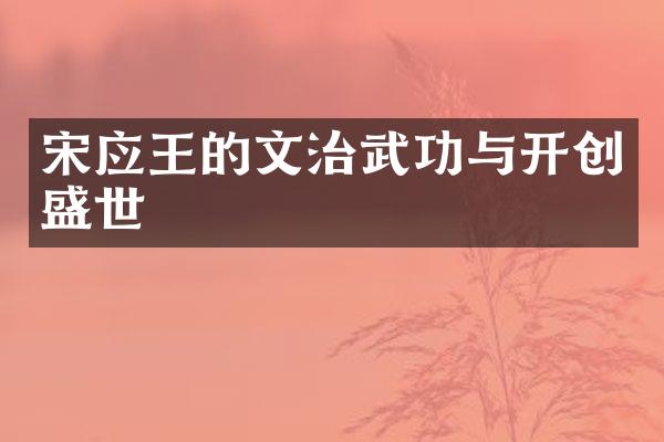 宋应王的文治武功与开创盛世