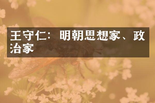 王守仁：明朝思想家、政治家