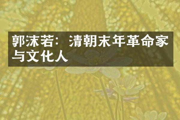 郭沫若：清朝末年革命家与文化人