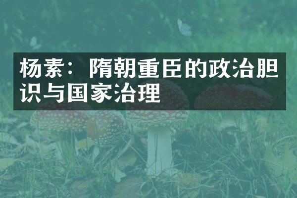 杨素：隋朝重臣的政治胆识与国家治理