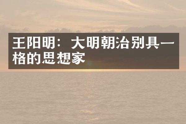 王阳明：大明朝治别具一格的思想家