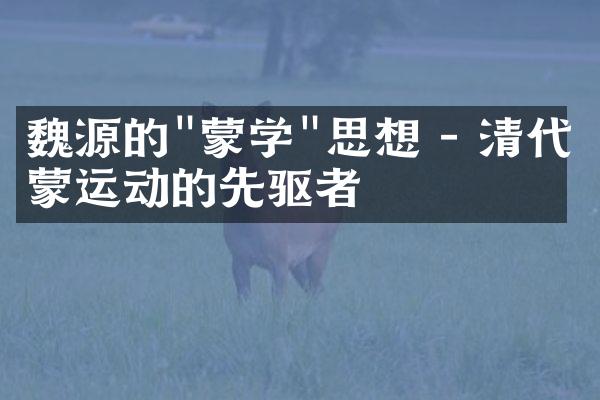 魏源的"蒙学"思想 - 清代启蒙运动的先驱者
