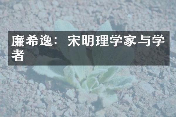 廉希逸：宋明理学家与学者