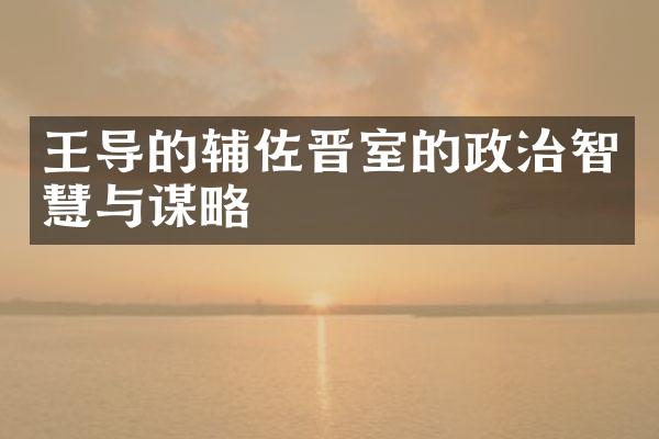 王导的辅佐晋室的政治智慧与谋略