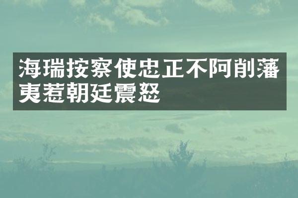 海瑞按察使忠正不阿削藩夷惹朝廷震怒