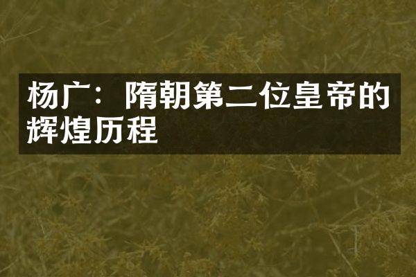 杨广：隋朝第二位皇帝的辉煌历程