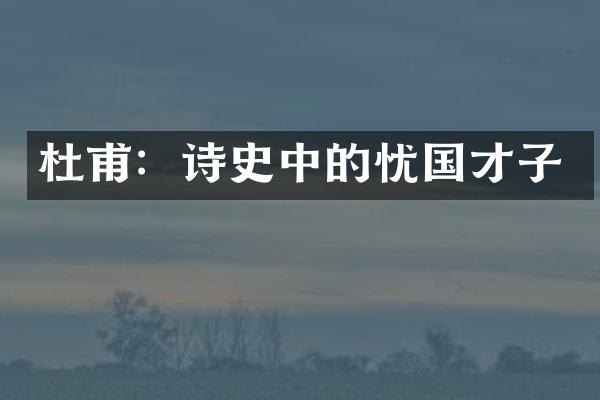杜甫：诗史中的忧国才子