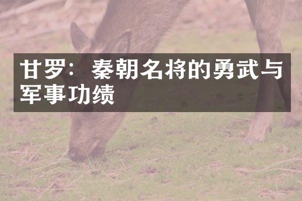 甘罗：秦朝名将的勇武与军事功绩