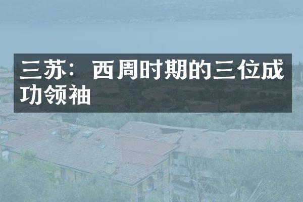 三苏：西周时期的三位成功领袖